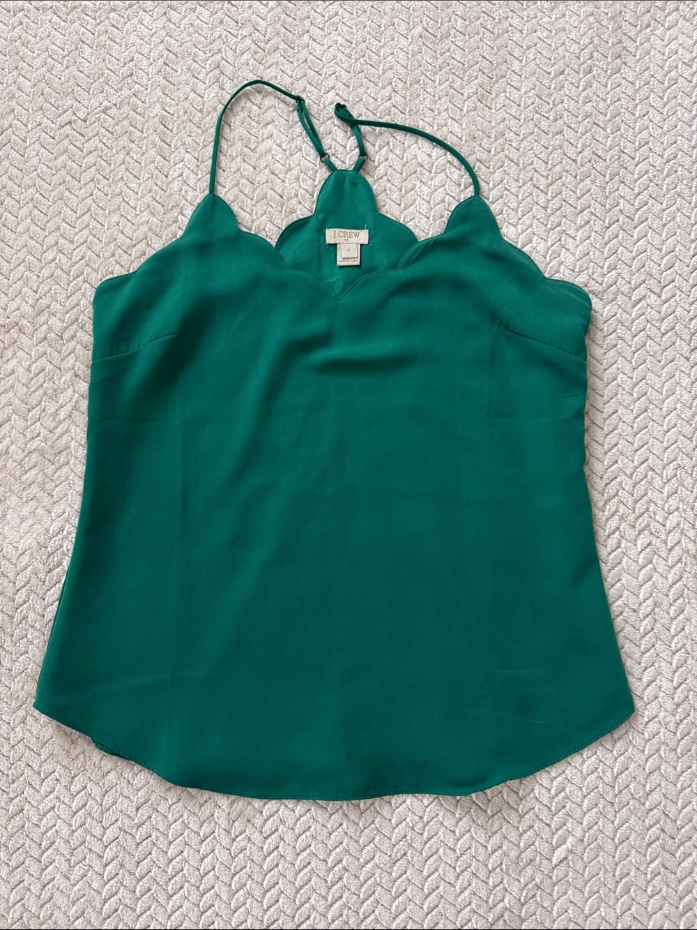 J. Crew Green Scallop-Trim Camisole